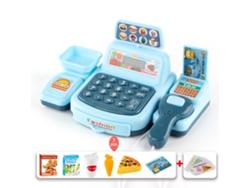 Juega a simular con una caja registradora de juguete. Caja registradora azul + Pizza CHENNNLS