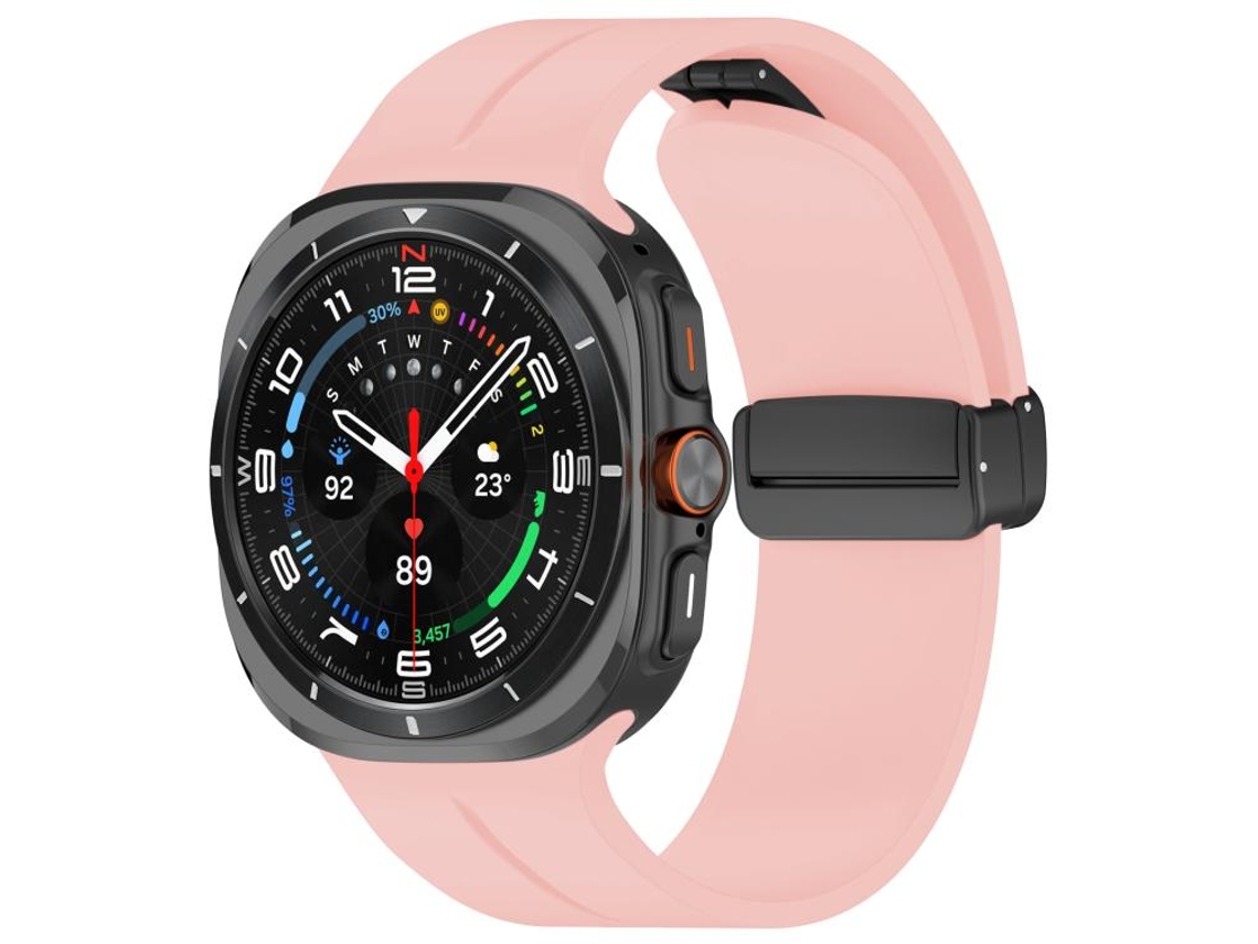 Correa plegable de ultrasilicona para Samsung Galaxy Watch con hebilla negra y ranuras planas (47 mm).