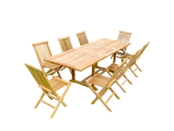 Kajang Conjunto De Muebles De Jardín Rectangulares De Teca Maciza Para 8-10 Personas  8 Sillas