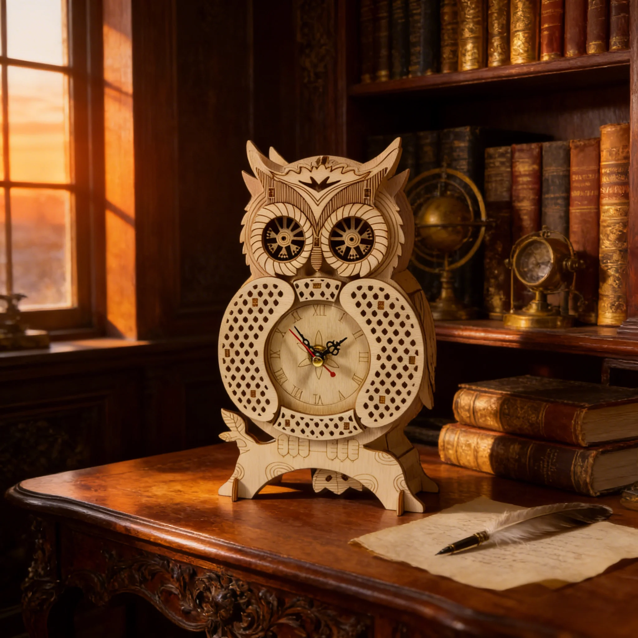 Reloj De Madera 3d Con Forma De Búho, Modelo De Madera Para Armar
