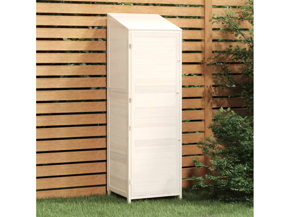 Caseta de jardín 55x52x174,5 cm Madera maciza de abeto Blanco LOVELY HOME