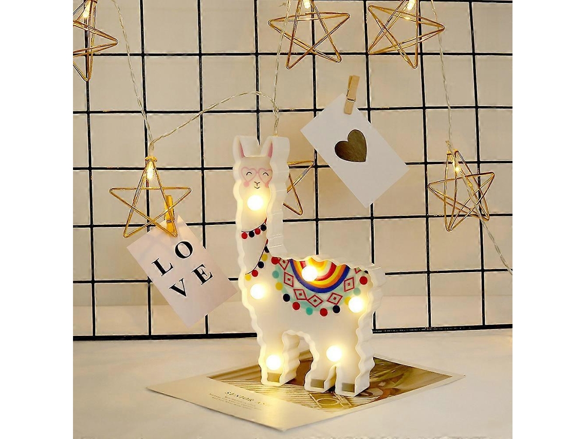 Lámpara de noche LED con 6 leds en forma de alpaca, lámpara decorativa de mesa o mesilla de noche - Rosewell