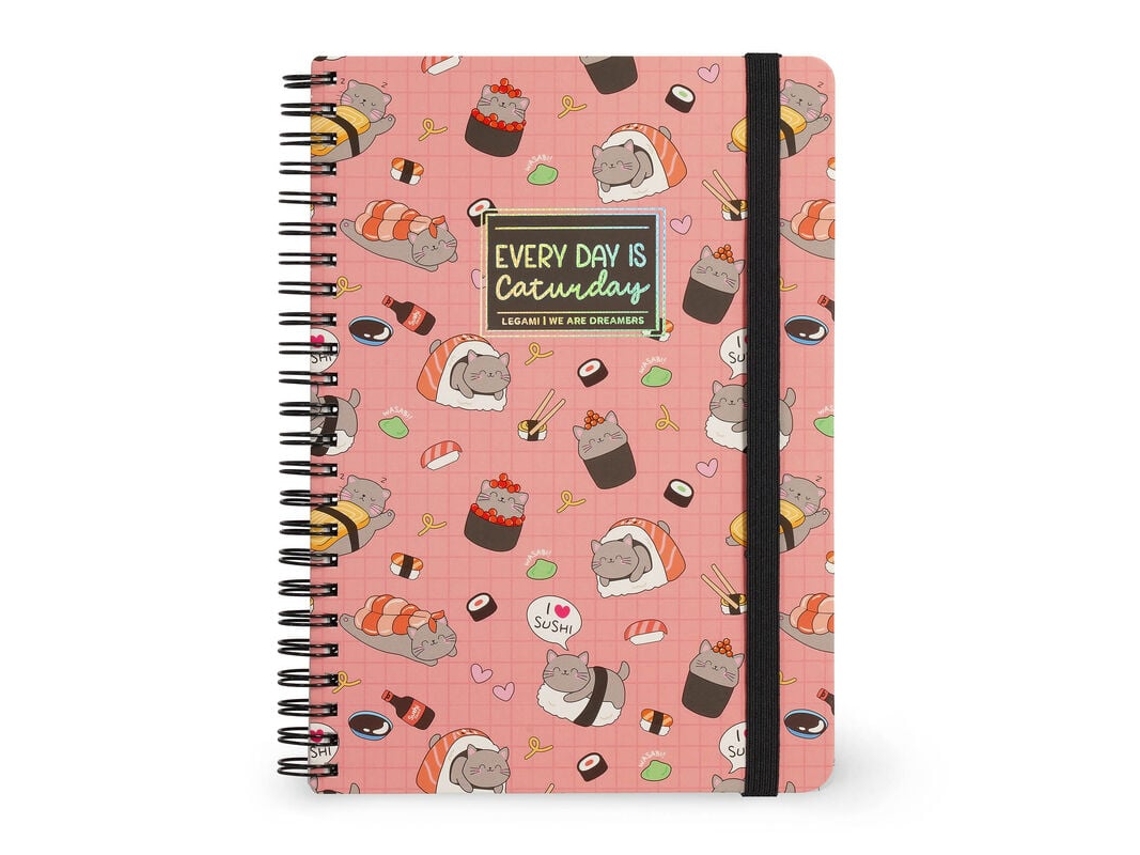 Cuaderno de espiral con rayas Sushi Cat Legami A5