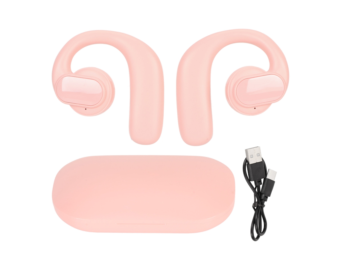 Auriculares Inalámbricos Bluetooth 5.3 De Oído Abierto Con Cancelación De Ruido De 48 Horas Para Deportes Al Aire Libre - Rosa