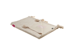 Manta Decorativa Crema de Algodón BELIANI Y Rosa 130X180 Cm Nandyal
