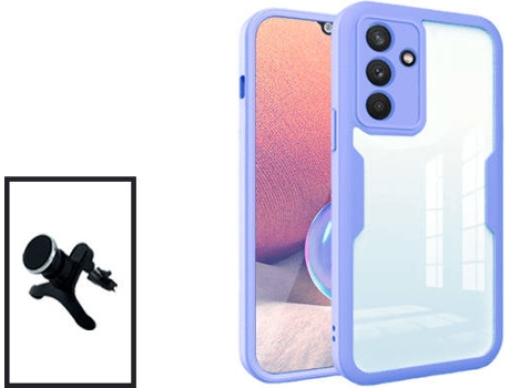 Kit Carcasa 360° Protección Frente y Verso + Soporte Magnético Samsung Galaxy M52 5G GIFT4ME Morado