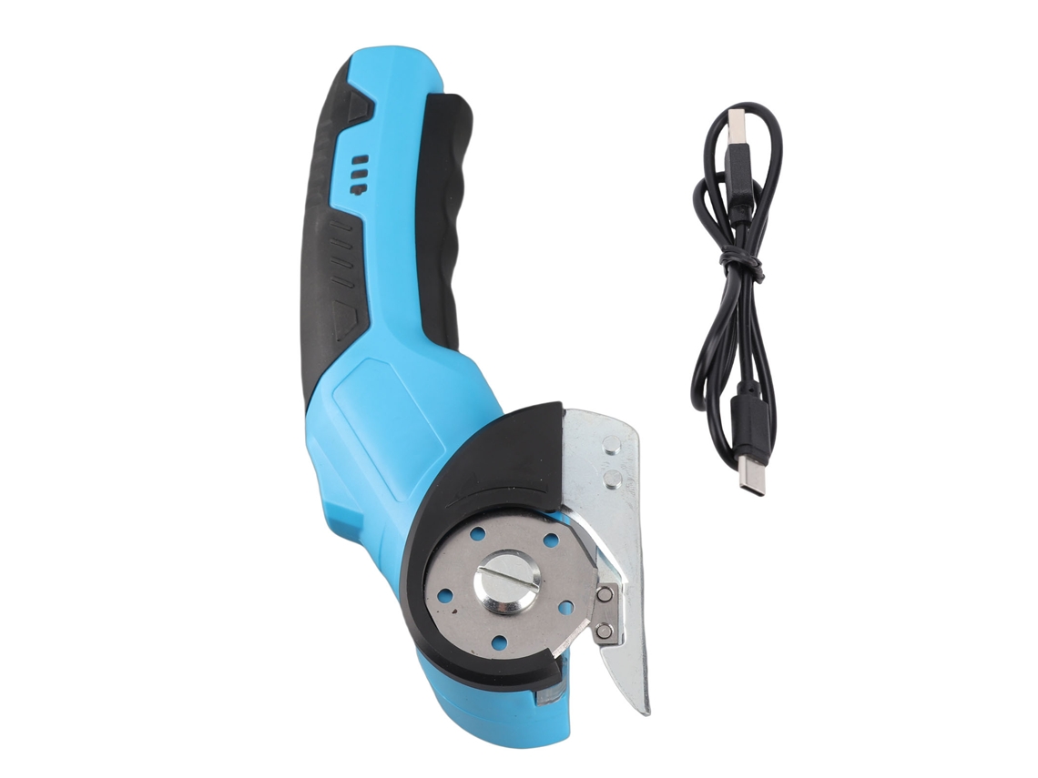 Cortador De Cartón Inalámbrico, Tijeras Eléctricas Para Alfombras Y Cuero Con Luz Led, Batería De 1500 Mah, Azul.