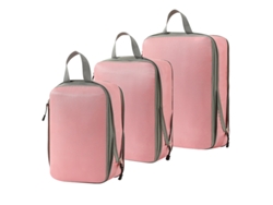 Bolsa de almacenamiento de compresión, juego de 3 piezas, bolsa de viaje ligera, color rosa Siurn