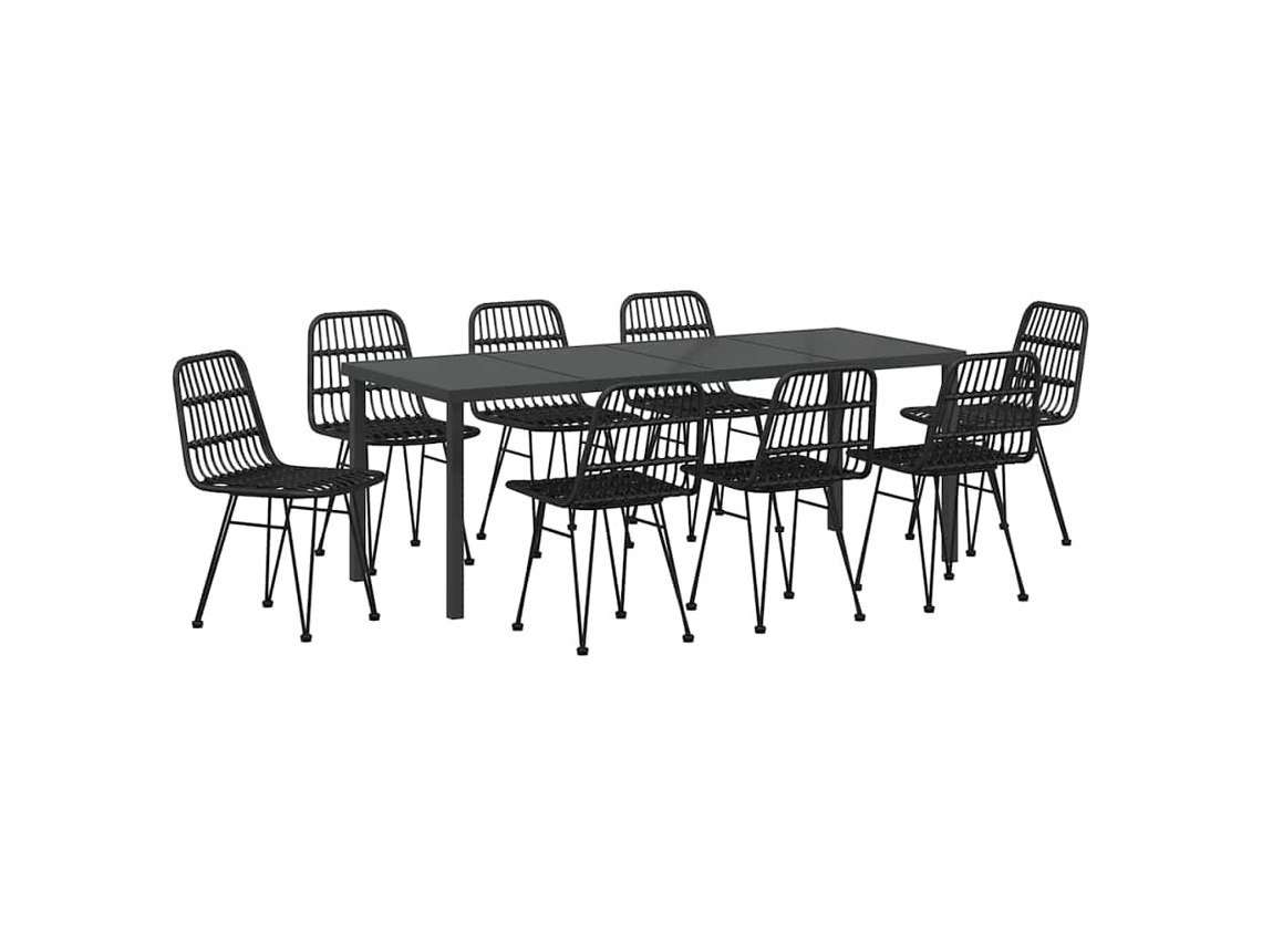 Maison Exclusive - Conjunto De Comedor De Jardín 9 Pcs Negro