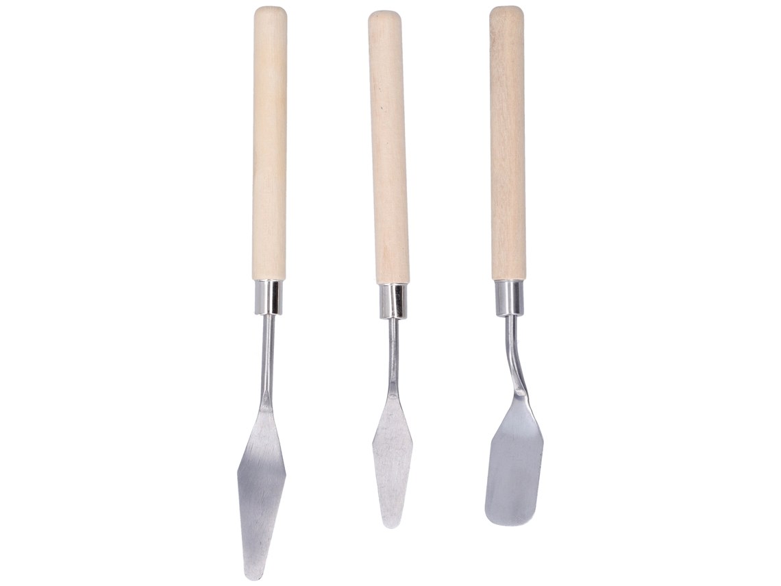 Juego De 3 Espátulas Para Paleta Con Mango De Madera Para Pintura Al Óleo Y Acrílica.