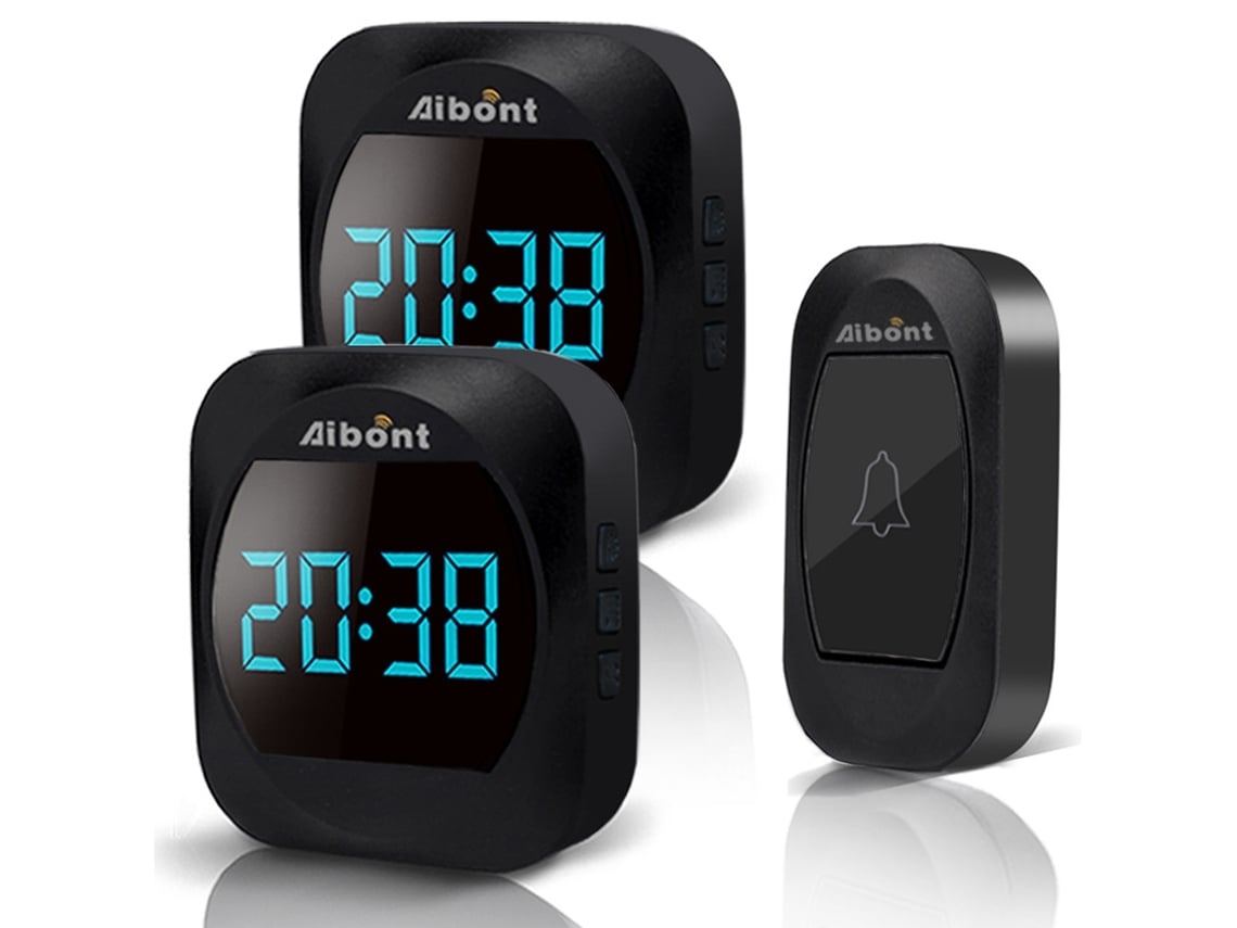 Timbre Inalámbrico Con Indicador Led De Temperatura, Timbre Electrónico Resistente Al Agua Con 2 Receptores Enchufables, Alcance De 150 M. Brilvibera_ptg