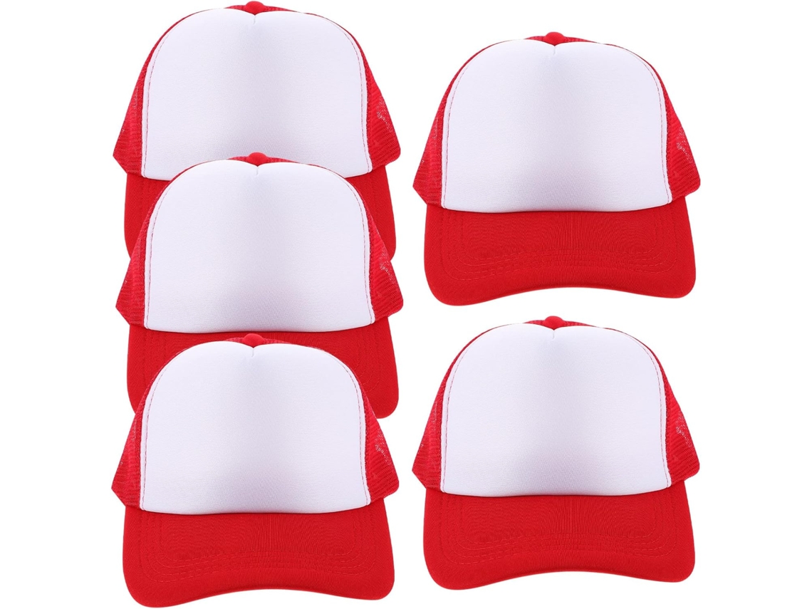 Juego De 5 Gorras De Béisbol De Malla Roja, Gorras Lisas Para Sublimación, Ligeras Y