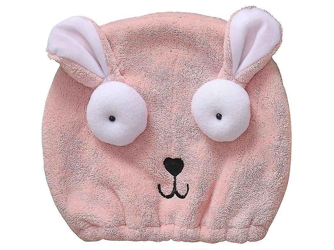 Toalla Súper Absorbente Para Secar El Cabello Para Niñas, Con Gorro De Dibujos Animados, Conejo Adorable, Rosa Coral, 1 Unidad.