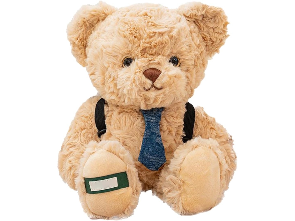 Osito de peluche suave con mochila para decorar el hogar, adorable figura de peluche para adultos, Gokoco