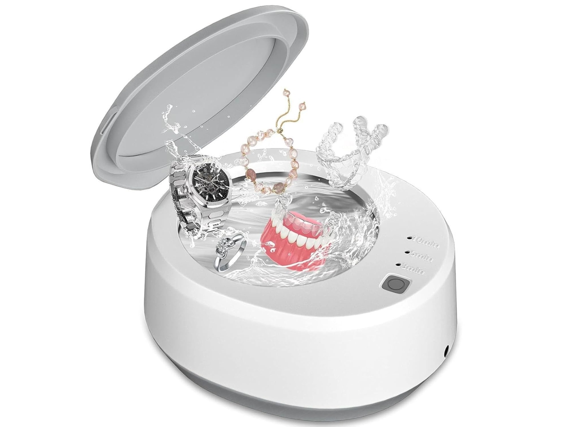 Limpiador Ultrasónico De Retenedores 49 Khz, Limpiador Ultrasónico Portátil De Joyas De 340 Ml (blanco)