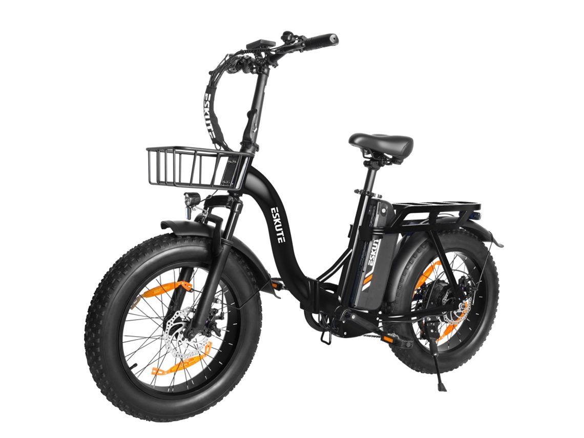 Bicicleta Eléctrica Plegable Eskute D202 Con Cesta Delantera Y Batería De 48 V Y 20,8 Ah.
