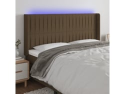 Cabecero Con Led De Tela Marrón Oscuro 203x16x118/128 Cm