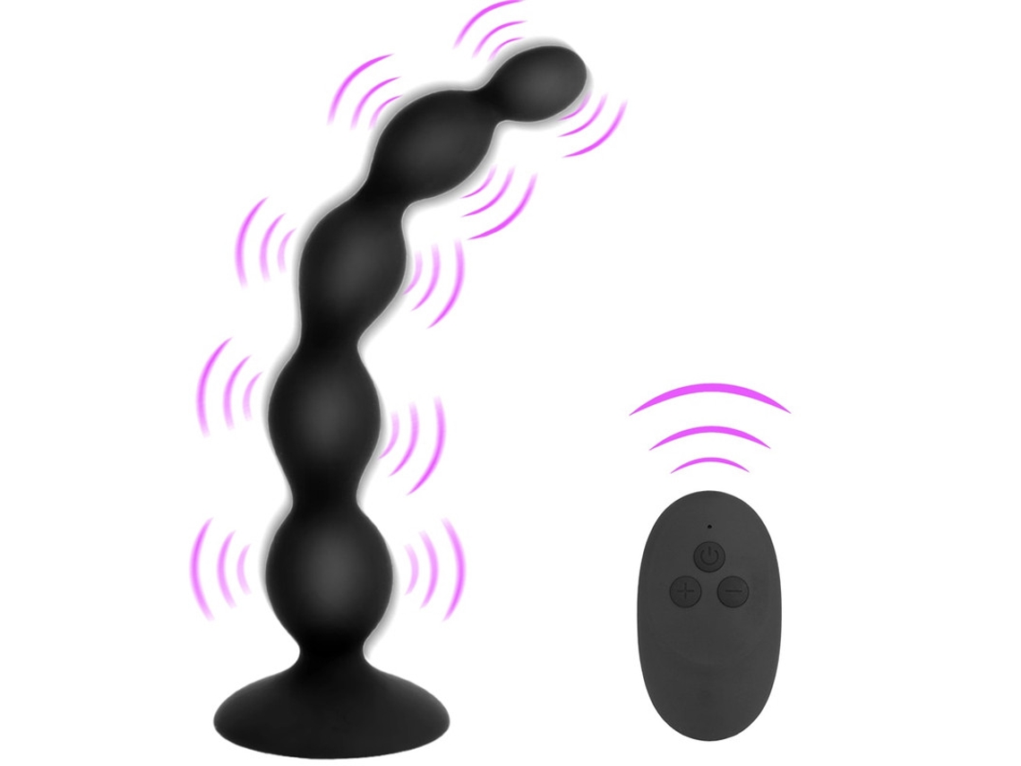 Vibrador anal con control remoto con 10 modos de vibración para adultos (negro) YIZHOOD