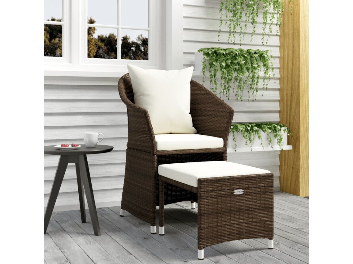 Conjunto de jardín de 2 piezas con cojines de mimbre marrón de DKD Home Decor