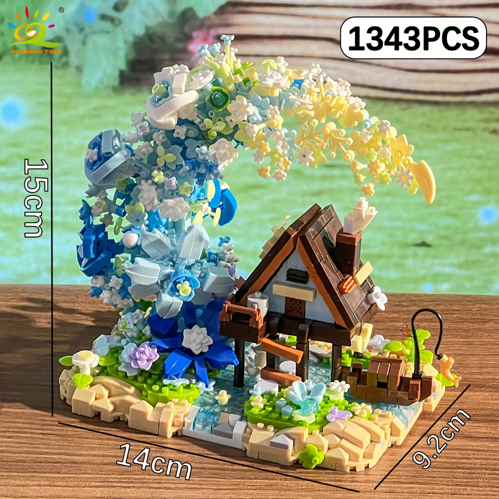 (sin Iluminación) Modelo De Casa De Madera En Miniatura Moc Flower Moon House De 1343 Piezas