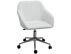 Silla De Oficina Ergonómica En Piel Sintética Blanca.