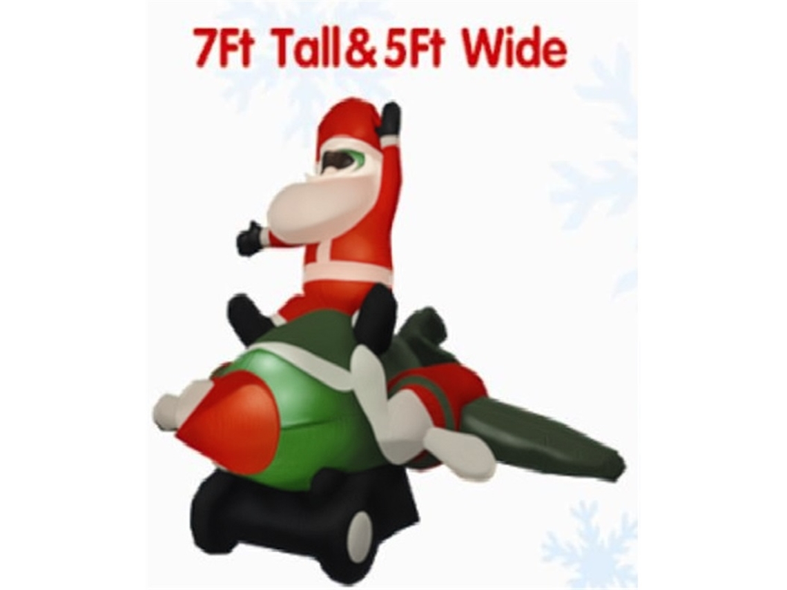 Papá Noel Inflable Avión 160 Cm Led Decoración Exterior Navidad