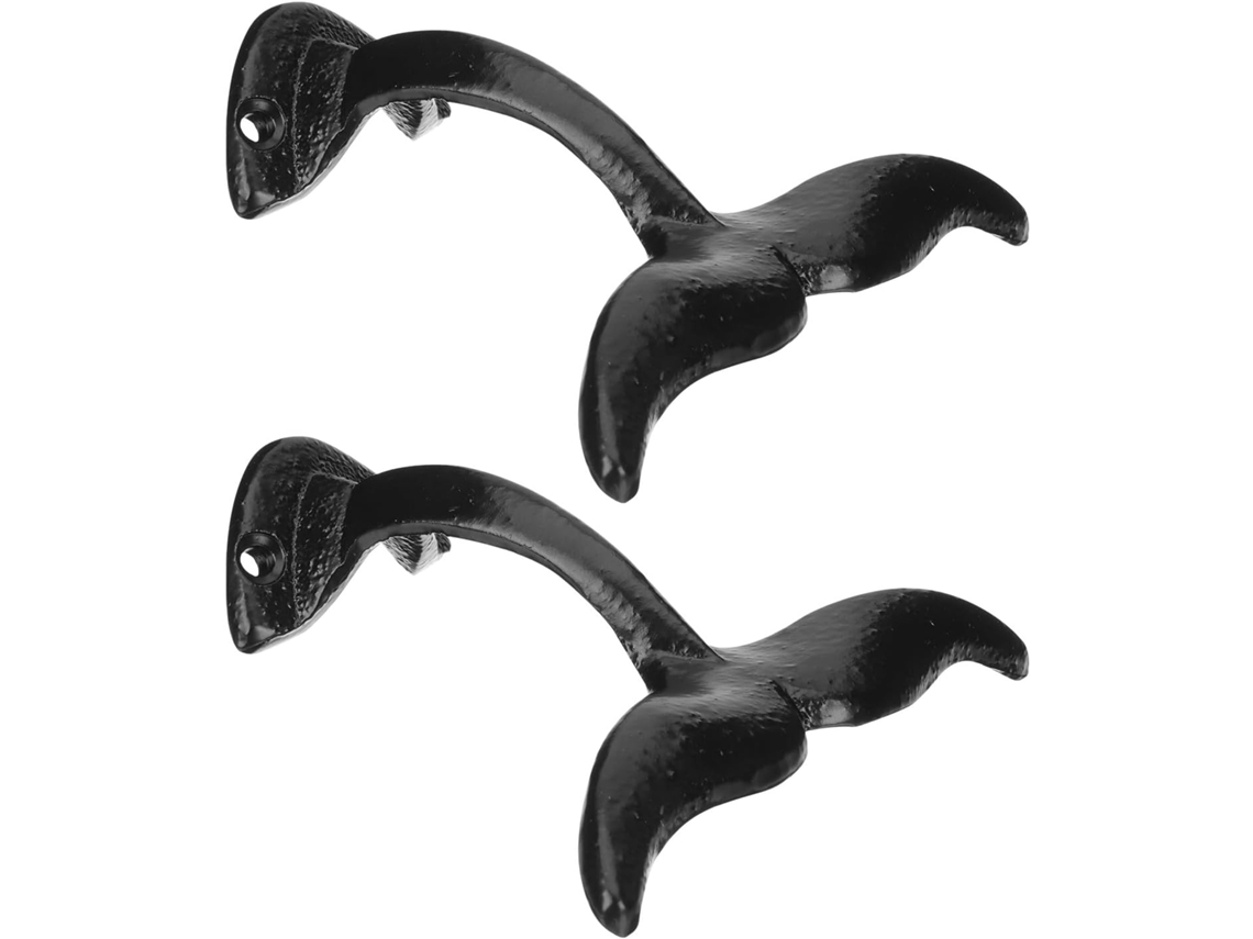 Ganchos De Pared De Hierro Fundido Con Forma De Cola De Ballena, Juego De 2, Resistentes Para Col...