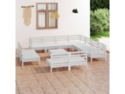 Conjunto de salón de jardín de 12 piezas de pino macizo blanco Dkd Home Decor