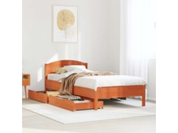 Cama Sin Colchón Madera Maciza De Pino Marrón Cera 100x200 Cm