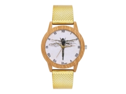 Reloj De Pulsera De Malla Delicada Con Patrón De Libélula Para Mujer Oro Cuarzo