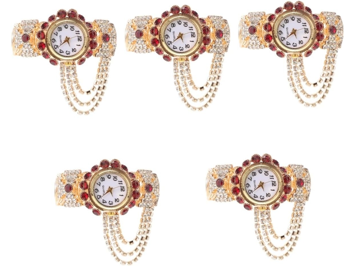 Conjunto 5 Relojes Pulsera Mujer Analógicos Cuarzo Negocios Delicado Reloj Chapado Regalo Ideal Aleación Dama