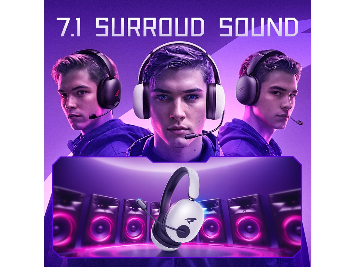 Blanco Picun Ug-10a Auriculares Gaming Bluetooth V6.0 Anc -56db Driver 40mm Audio 360° 100h Rgb Aux 35mm Esports Mic Hd
