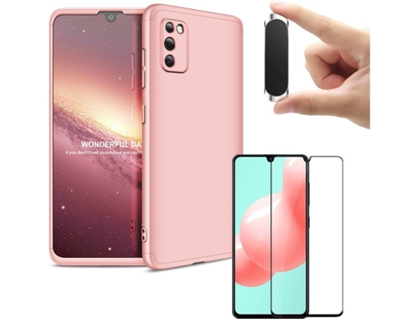 Kit Funda, Protector y Soporte Samsung Galaxy A41 Slim Armor 360º Rosa