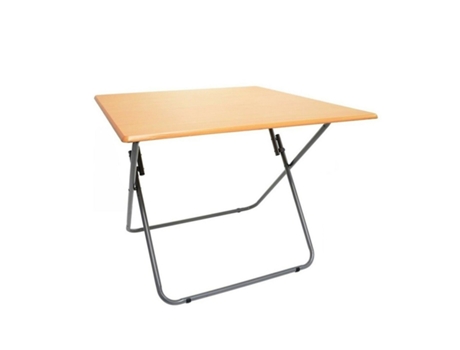 Mesa plegable cuadrada portátil para camping terraza jardín mesa de metal y madera 60x60x70cm