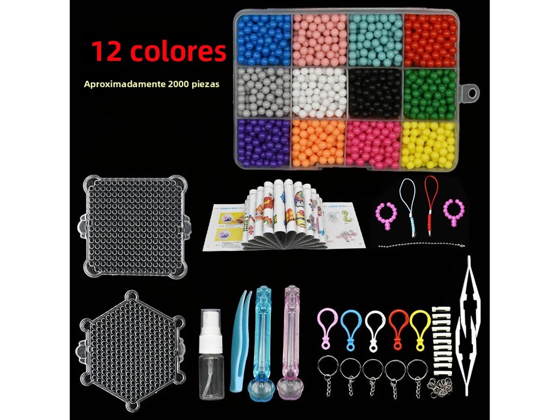 Kit de Miçangas para Montar , Incluindo Miçangas Mágicas Criativas Feitas com Água e um Tabuleiro de Quebra cabeça. MDUG (12 Cores 2000 Peças)