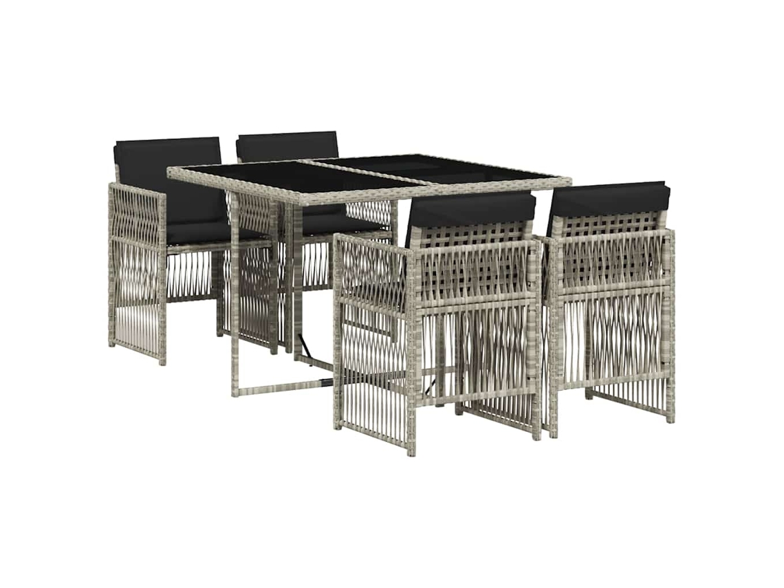 Maison Exclusive - Set Comedor De Jardín 5 Pzas Cojines Ratán Sintético Gris Claro