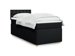 Cama Box Spring Con Colchón Tela Negro 80x200 Cm