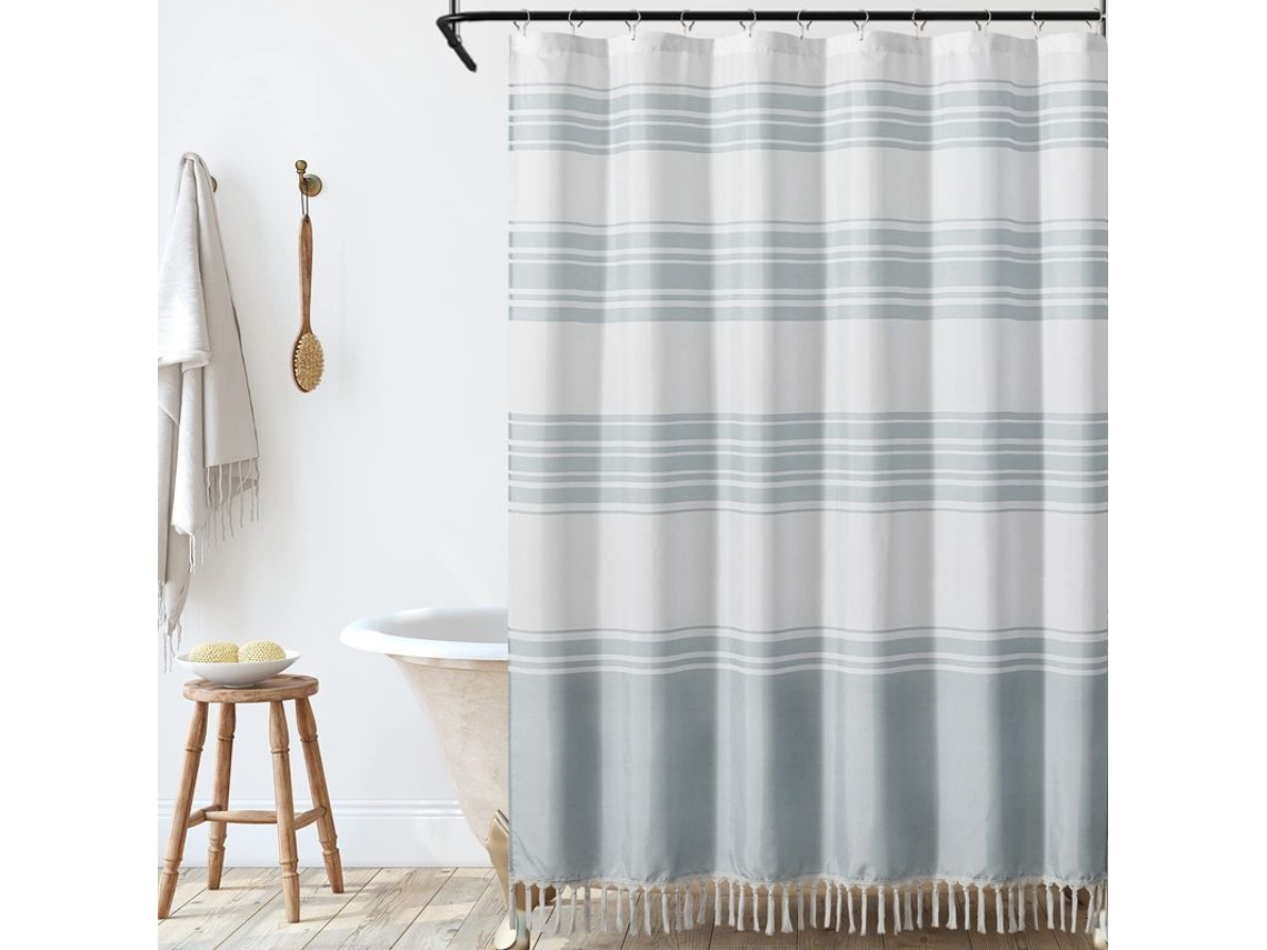 2026-cortina De Ducha Gris Y Blanca Moderna Con Rayas Para Baño (180x180)