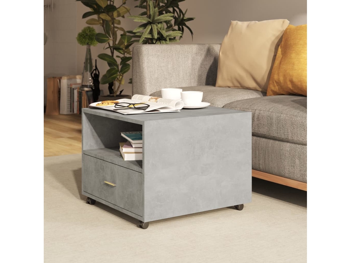 Mesa de Centro de Apoyo 55X55X40 Madera Procesada Gris Cemento