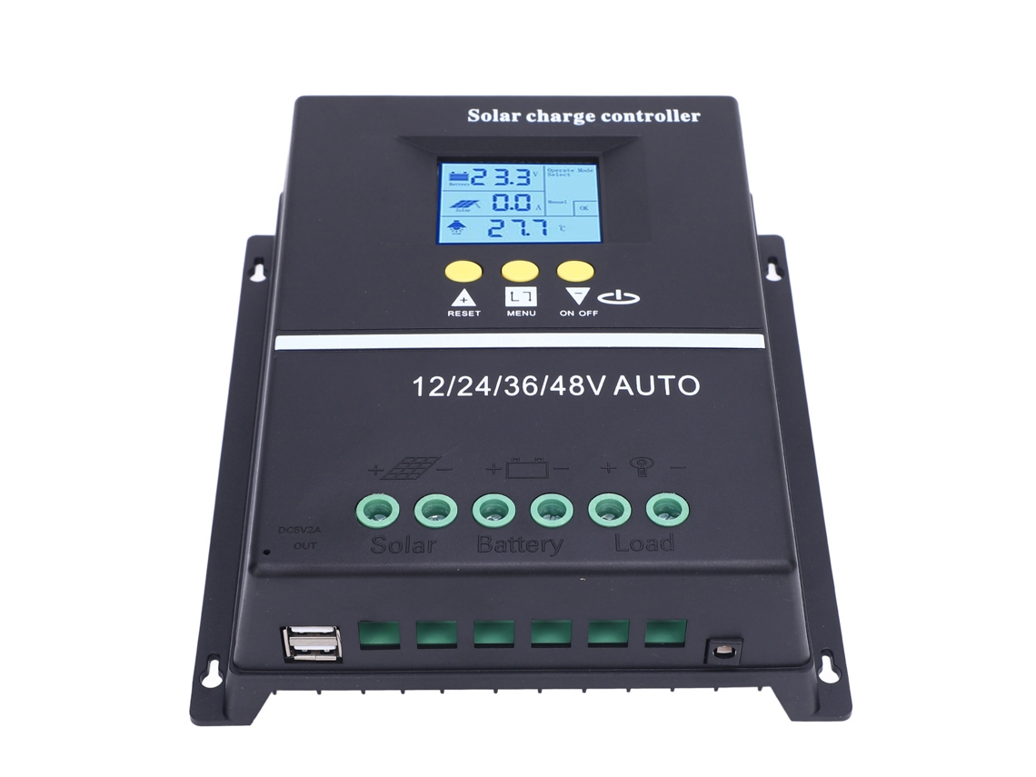Controlador De Carga Solar Mppt De 60 A, 12 V, 24 V, 36 V Y 48 V Con 2 Puertos Usb Y Pantalla Lcd.