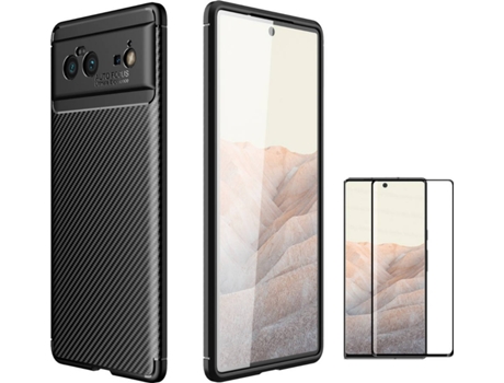 Funda + Protector de Pantalla Google Pixel 6 Rugged Carbon Negro