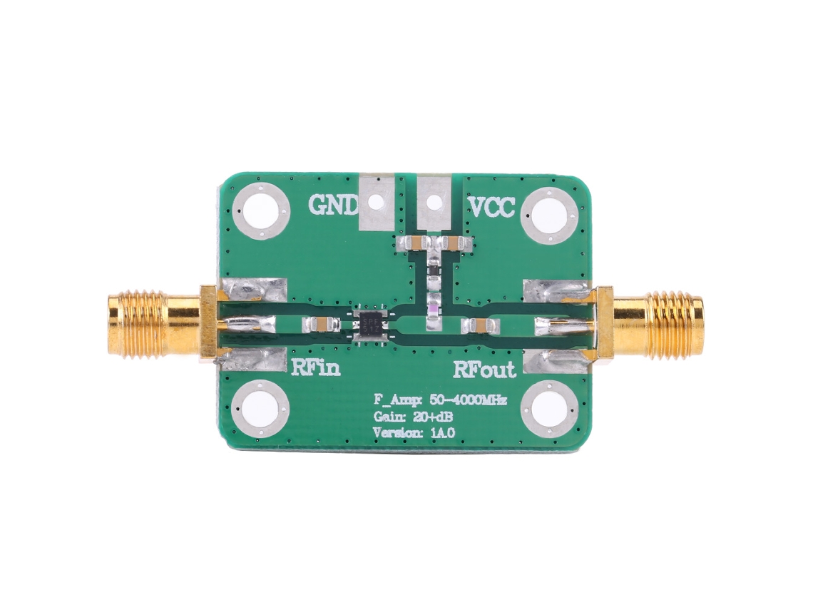 Amplificador de bajo ruido RF de 433 MHz con ganancia LNA de 22 dB para radioaficionados.