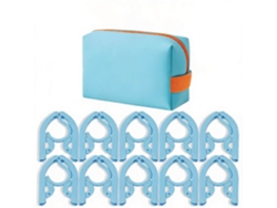 Juego de perchas de viaje plegables CHRUI - 10 perchas de plástico + bolsa (azul)