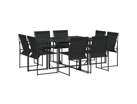 Conjunto 9 de comedor para jardín VIDAXL textilene negro