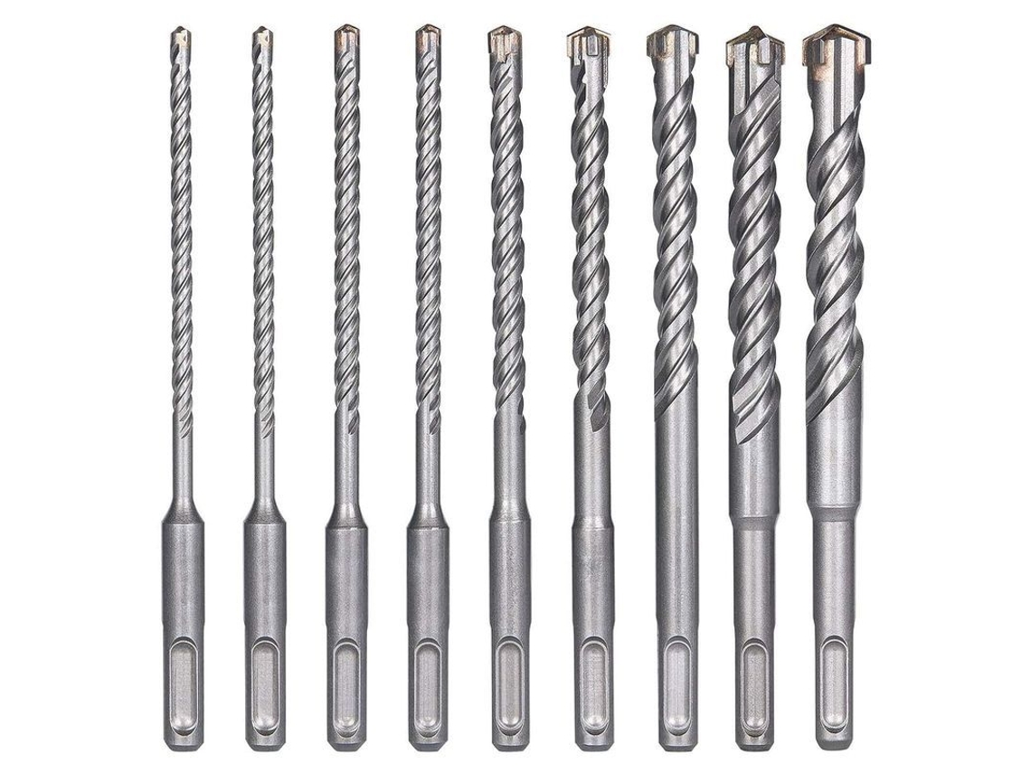 Brocas para taladro percutor eléctrico, hormigón, cabeza Phillips, 9 piezas | Sin marca