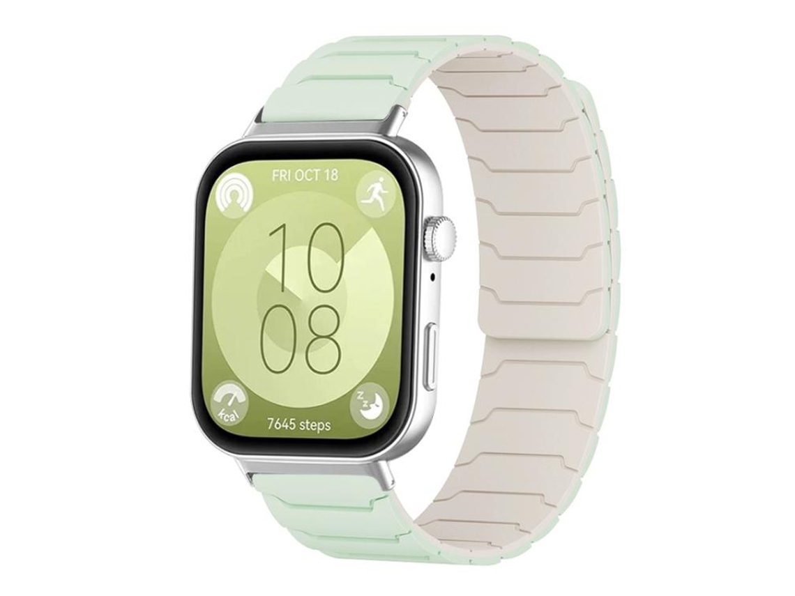 Bracelete Para Huawei Watch Fit 4 / Fit 4 Pro / Fit 3 - Silicone Magnético Verde Menta Starlight