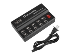 Estação De Carregamento Usb Com 12 Portas 5v 12a Adaptador Carregador Hub Para Casa E Viagem