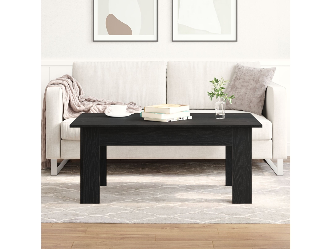Mesa De Café Negra De Roble De 100x60x42 Cm