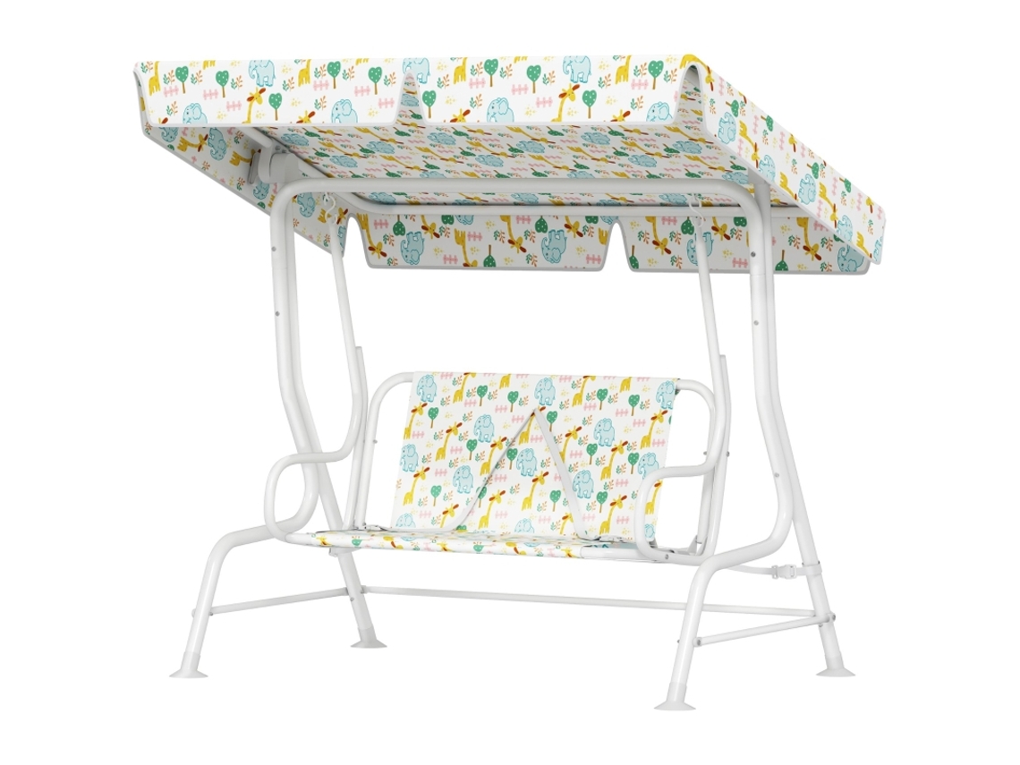 Columpio Infantil De Jardín, De Acero, 2 Plazas, 60 Kg, Blanco.