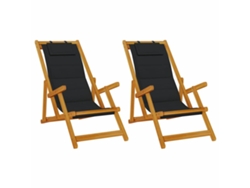 Maison Exclusive - Silla De Playa Con Cojín 2 Pcs Marrón Madera De Acacia Sólida